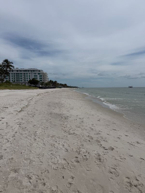 The beach looking south, the resort towers behind