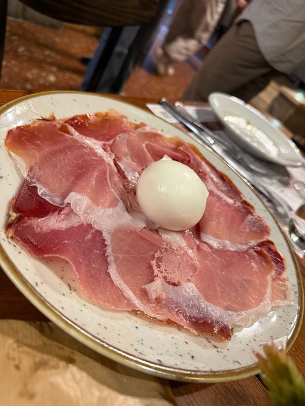 Prosciutto and a burrata, Rome