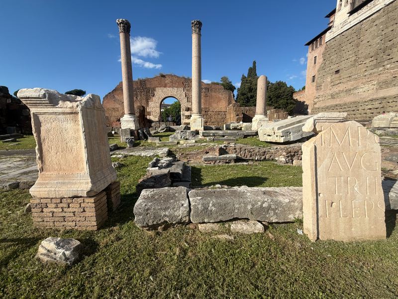 Columns and inscribed stones in the Roman Forum